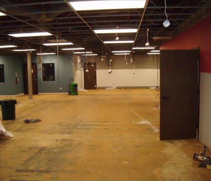 Office building with flooring removed and ceiling removed